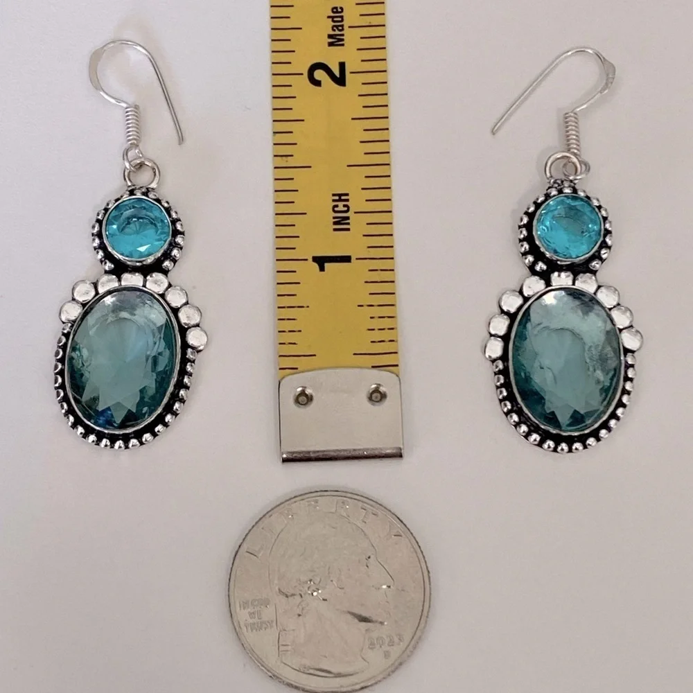 Gorgeous Handmade Aquamarine 925 Sterling Silver Earrings